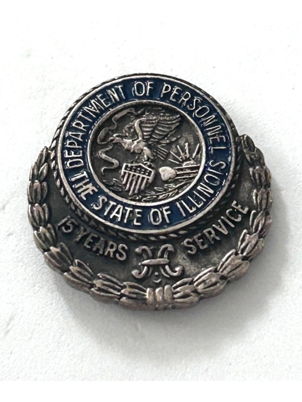 Vintage State Illinois Department of Personnel Sterling 15 Years of Service Pin